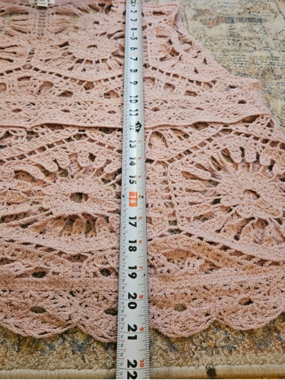 POL Dusty Rose Crochet Lace Knit Vest Top One Size Boho Cottagecore Festival - Picture 9 of 9
